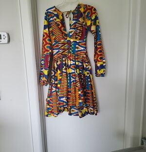 Vibrant Multicolor Printed Long-Sleeve Dress